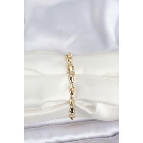 Pirinç Gold Renk VIP Seri Kemik Model Zirkon Taşlı Kadın Bileklik