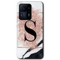 MRCİLETİSİM Xiaomi Mi Mix 4 Kılıf HD Desen Baskılı Arka Kapak+Temperli Cam - Pembe Mermer Desenli S Harfi