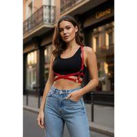 Kırmızı Kadın Kemer Deri Çapraz Halkalı Gövde Aksesuarı - Brf204