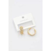 Taşlı Halka Küpe - Altın