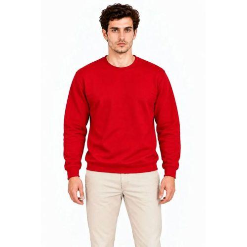 Erkek Bisiklet Yaka İçi Şardonlu 2 İplik Düz Uzun Kollu Regular Fit Sweatshirt - Kırmızı