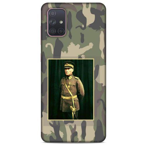 Samsung Galaxy A71 Kılıf Atatürk (13) Silikon Kap Kamuflaj