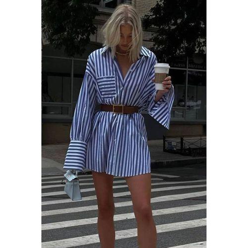 Kadın Gömlek -elbise çizgili Desen