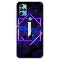 General Mobile GM 21 Pro HD Baskılı Kılıf + 9D Tam Ekran Koruyucu - Dark Neon Yaprak I Harfi