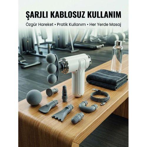 Taşınabilir Şarjlı Kas Masaj Tabancası Derin Doku Masajı İçin 8 Başlıklı Profesyonel Cihaz