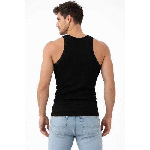 Erkek Fitilli Likralı Kaşkorse Atlet Vücuda Oturan Basic Şıklık - Siyah