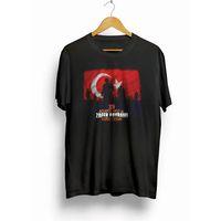 30 Ağustos Zafer Bayramı Atatürk Baskılı Oversize Bisiklet Yaka T-shirt - Siyah