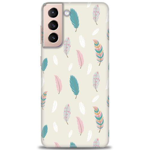 Samsung Galaxy S21 Kılıf HD Baskılı Kılıf - Tüyler + Tam Ekran Koruyucu