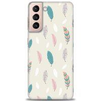Samsung Galaxy S21 Kılıf HD Baskılı Kılıf - Tüyler + Tam Ekran Koruyucu
