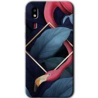 Galaxy A2 Core Kılıf HD Desen Baskılı Arka Kapak - Flamingo Yaprak