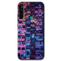 MRCİLETİSİM Xiaomi Redmi Note 8 Kılıf Baskılı Kapak - Şehir Görünümü + 5D Tam Kaplayan Cam