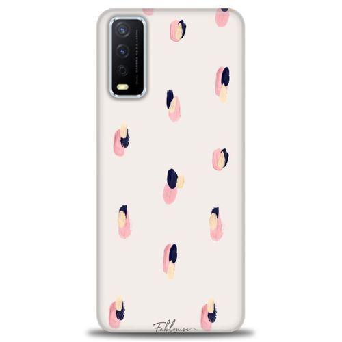 Vivo Y20 Kılıf HD Baskılı Kılıf - Pembe Lacivert + Tam Ekran Koruyucu