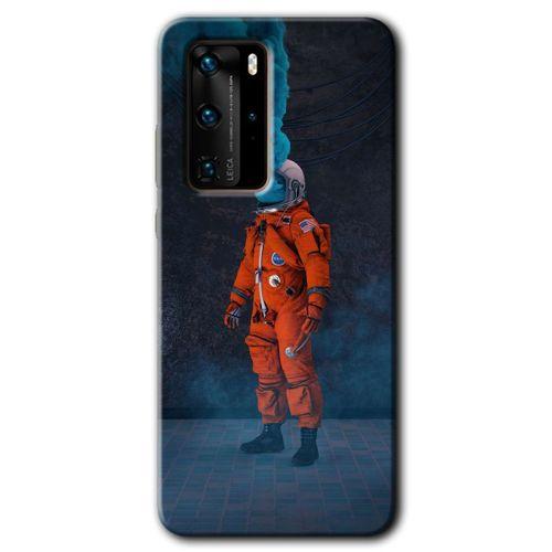 Potkal Hediye Fabrikası Huawei P40 Pro Kılıf HD Desen Baskılı Arka Kapak - Smoke Astronot