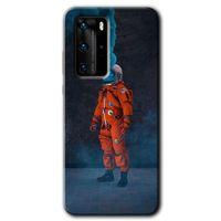 Potkal Hediye Fabrikası Huawei P40 Pro Kılıf HD Desen Baskılı Arka Kapak - Smoke Astronot