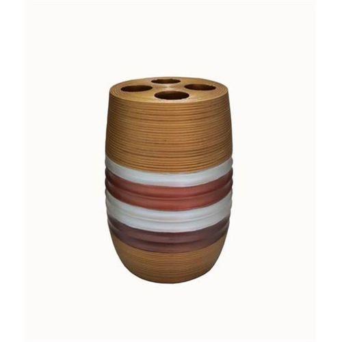 2 Adet Diş Fırçalık Metalik Kahve Poliresin 6X6X12Cm Banyo Seti
