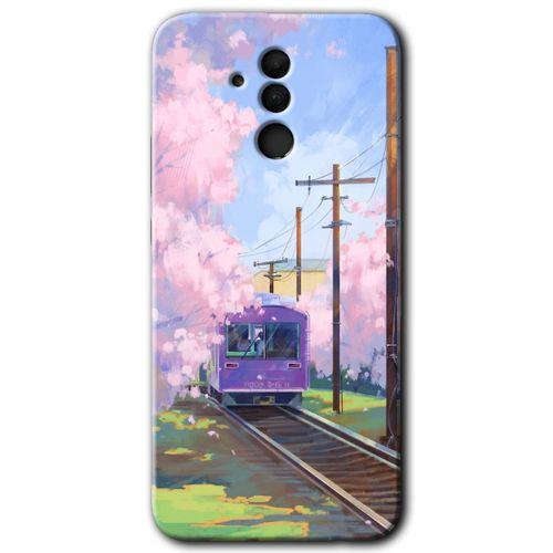Huawei Mate 20 Lite Kılıf Baskılı Kapak - Rails Paint + 5D Tam Kaplayan Cam