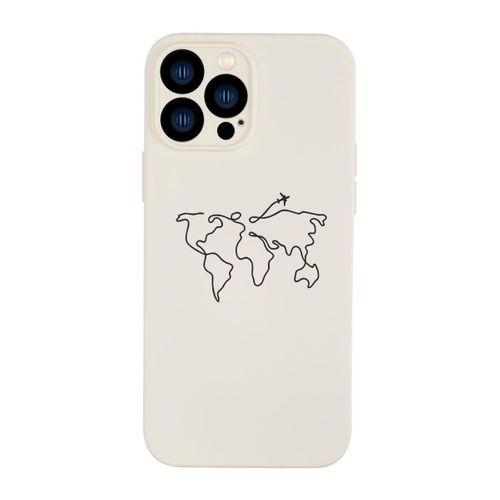 iPhone 13 Pro Max Uyumlu Dünya Harita Rotalı Desenli Kamera Lens Korumalı Darbe Emici Silikonlu Lans