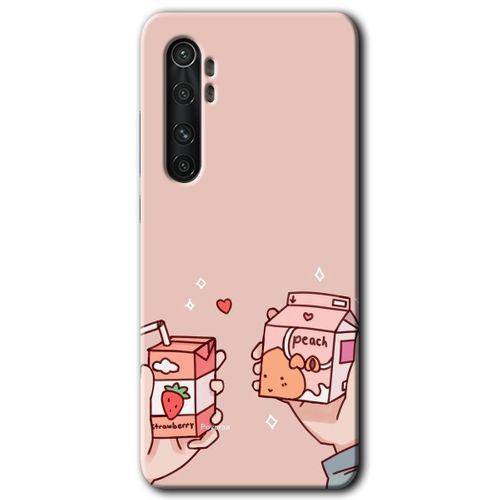 Xiaomi Mi Note 10 Lite Kılıf HD Desen Baskılı Arka Kapak - Meyveli Süt + Kırılmaz Cam