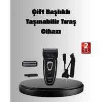 Şarjlı Kablosuz Tıraş Makinesi Çift Başlık Kuru Tıraş Ergonomik Taşınabilir