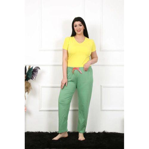 Kadın Pamuklu Büyük Beden Alt Pijama Yeşil