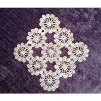 El İşi Dantel Çiçekli Tığ İşi Bej 16X17Cm