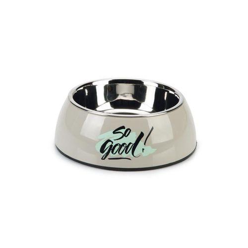 Beeztees Köpek Mama Su Kabı, Paslanmaz Çelik, Gri, 18cm, 350ml
