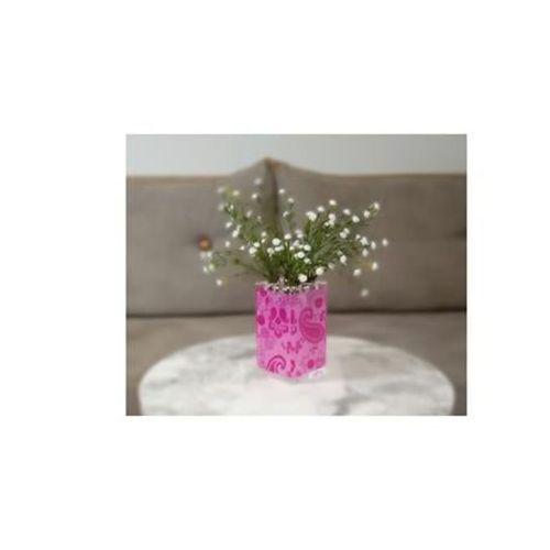 2 Adet Vazo Dahil,Vazoda Çiçek,Beyaz Yapay Çiçek,Vazo Dekoratif Pembe 7X7X17Cm