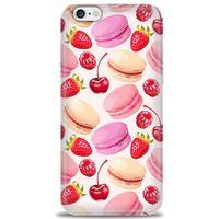 iPhone 6 Kılıf HD Baskılı Kılıf - Makaron ve Çilekler + Tam Ekran Koruyucu