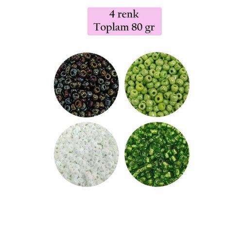 Dökme Cam Kum Boncuk (8/0) 3 mm - 4 Renk - Toplam 80 Gram - BNC418