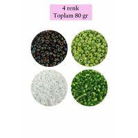 Dökme Cam Kum Boncuk (8/0) 3 mm - 4 Renk - Toplam 80 Gram - BNC418