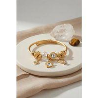 Swan Model Gold Renk Beyaz Charmlı Bileklik
