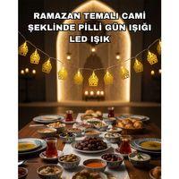 Dekoratif Ramazan Led Işık Pilli Cami Tasarımlı Zincir Aydınlatma