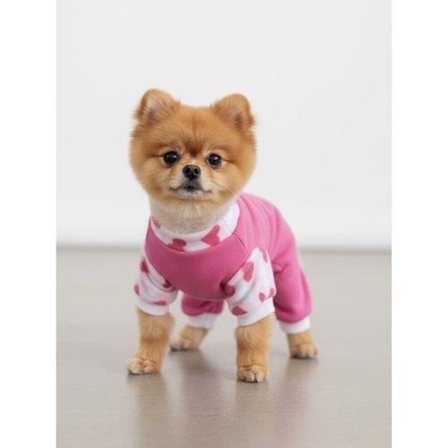 Pinky Hearts Polar Köpek Tulum Pijama