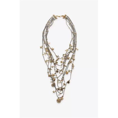 Metal Deniz Temalı Çoklu Kolye - Gümüş