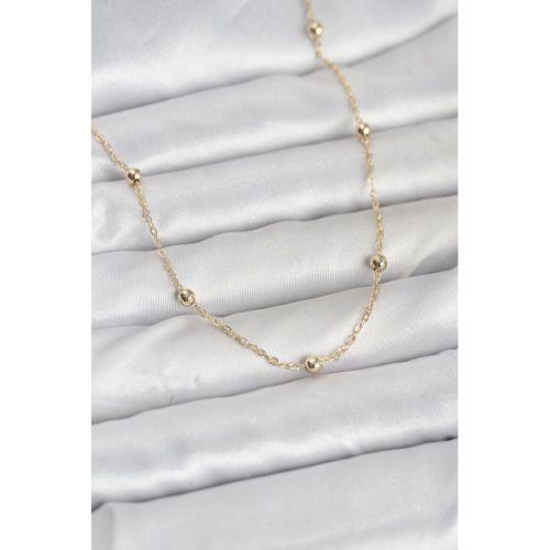 CM 14K Gold Renk Pirinç Top Zincirli 60 cm Kadın Kolye