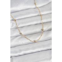 CM 14K Gold Renk Pirinç Top Zincirli 60 cm Kadın Kolye