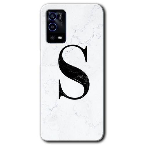 OPPO Oppo A55 Kılıf HD Desen Baskılı Arka Kapak - Beyaz Mermer Desenli S Harfi