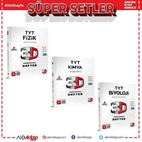 3D TYT Fizik Kimya ve Biyoloji Video Destekli Defter Seti 3 Kitap