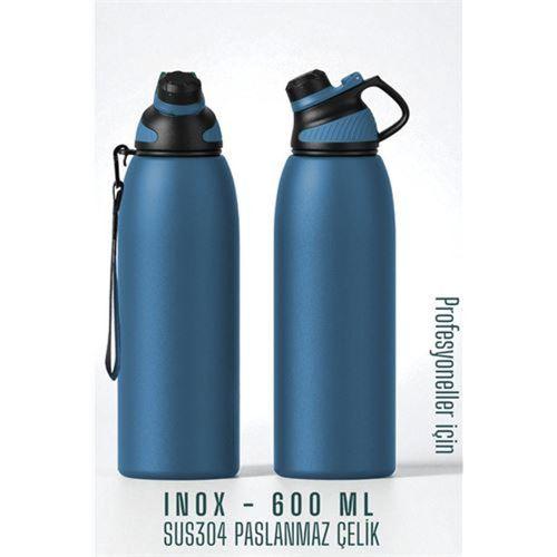 Inox Çelik Termos - 600 ml SUS304 Çelik Termos Profesyonel MAVİ