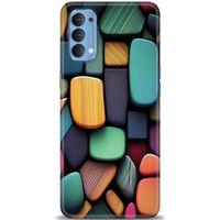 Oppo Reno 4 Kılıf HD Baskılı Kılıf - Renkli Taşlar + Tam Ekran Koruyucu