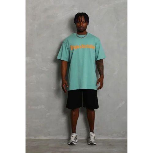 Erkek Baskılı T-Shirt Kısa Kol Bisiklet Yaka Regular Fit Rahat Kalıp Günlük Tişört - Mint Yeşili