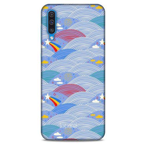 Samsung Galaxy A50 Kılıf Pastel Renkler (2) Kabı Mor Beyaz
