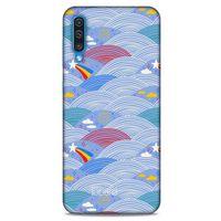 Samsung Galaxy A50 Kılıf Pastel Renkler (2) Kabı Mor Beyaz