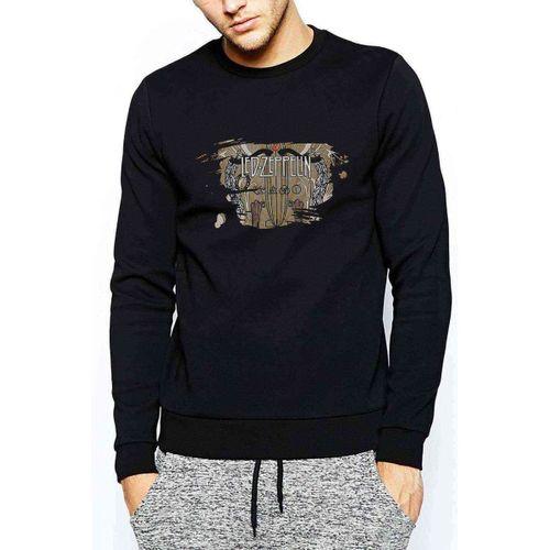 Led Zeppelin Baskılı Siyah Erkek Sweatshirt