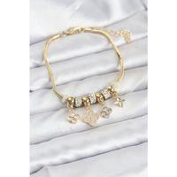 Pirinç Gold Renk Yonca Model Kadın Bileklik