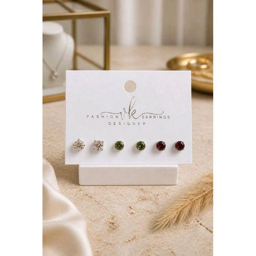 Monalisa Home Figürlü Gümüş  Renk 3 çift Unısex Nokta  Küpe