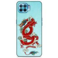Oppo Reno 4 Lite Kılıf Dragons (22) Tam Koruma Kılıfı Ejderha Dövme Kırmızı