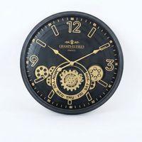 Çarklı Duvar Saati Altın Rengi Detaylı 59 cm