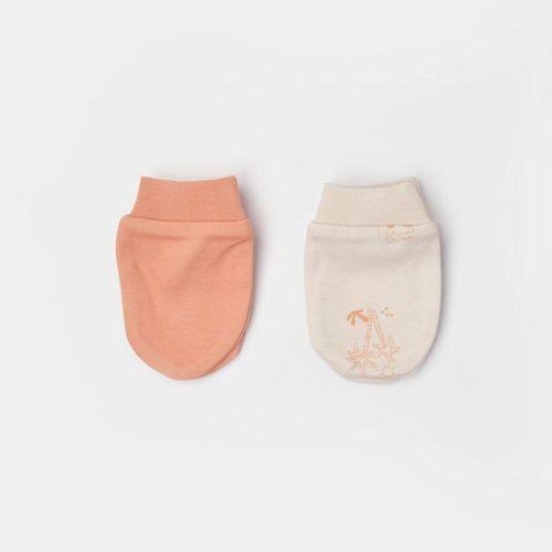 Bibaby Bibaby Biorganic Hello Safari 2'Li Bebek Eldiven 72224 Ekru Kiremit