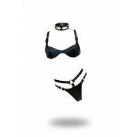 Siyah Harness Takım Deri Zımbalı Halkalı Bralet Seti - Brf1298